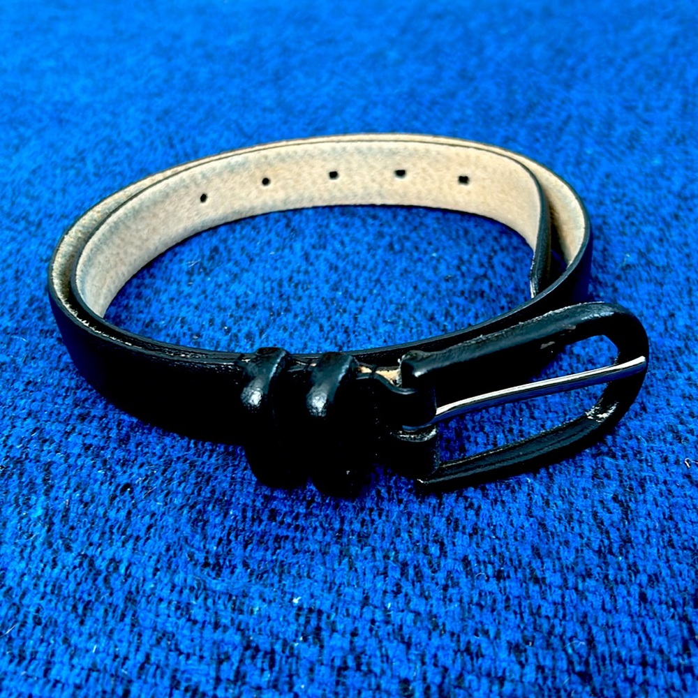 Leather Vintage Black Belt EUC see photos for measurements and buckle wear